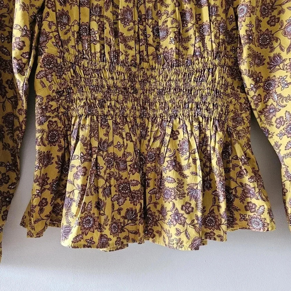 Sam Edelman Women's Cilian Cotton Smock-Waist Peplum Blouse Size Small. - Picture 11 of 16